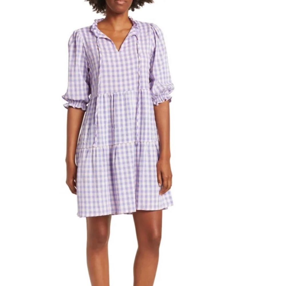 Nanette Lepore Lilac Gingham dress sz 8